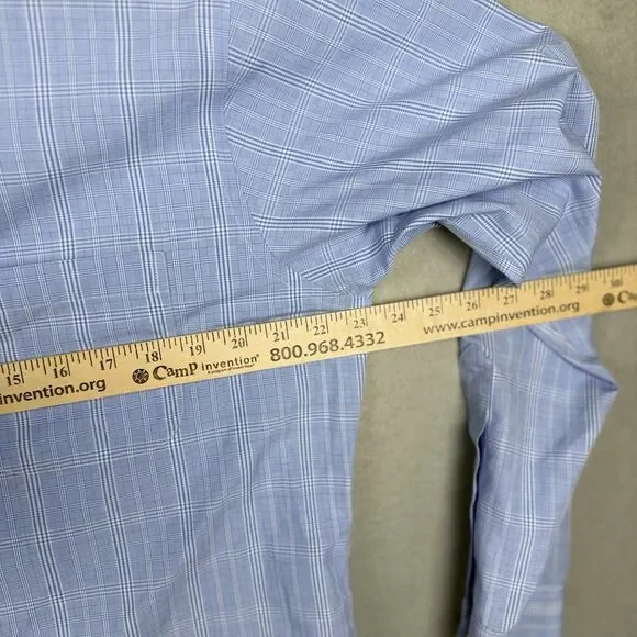 Brooks Brothers 346 Mens 16.5 4/5 Slim Non-Iron Blue Plaid Dress Shirt Long Slv - Picture 3 of 5